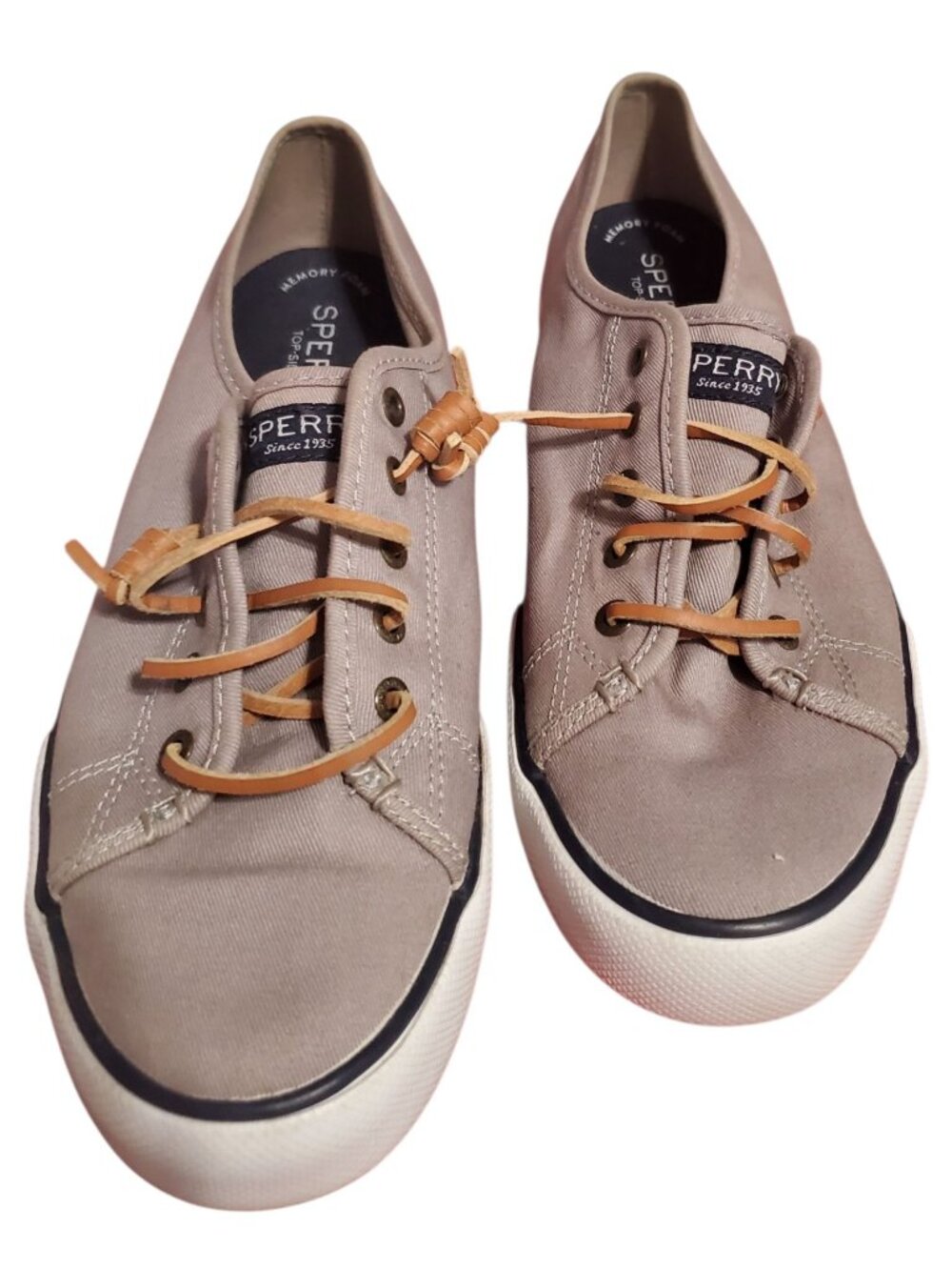 Sperry Womens Canvas Sneakers With Leather Laces gray Size 8.5M - Picture 11 of 12